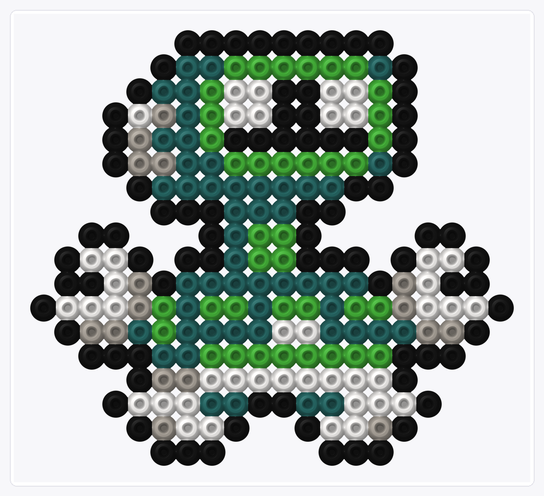 Green Robot 2 — Perler Bead Pattern — 18×20 perler bead pattern chart