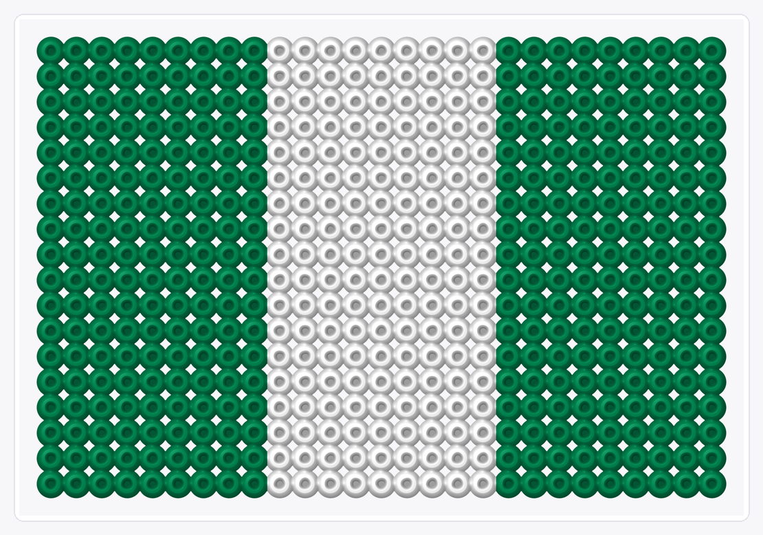 Nigeria Flag — Perler Bead Pattern — 18×27 perler bead pattern chart
