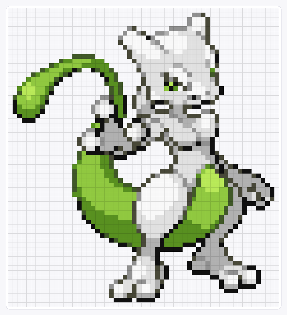 #150 Mewtwo Shiny — 65×59 loom bead pattern chart