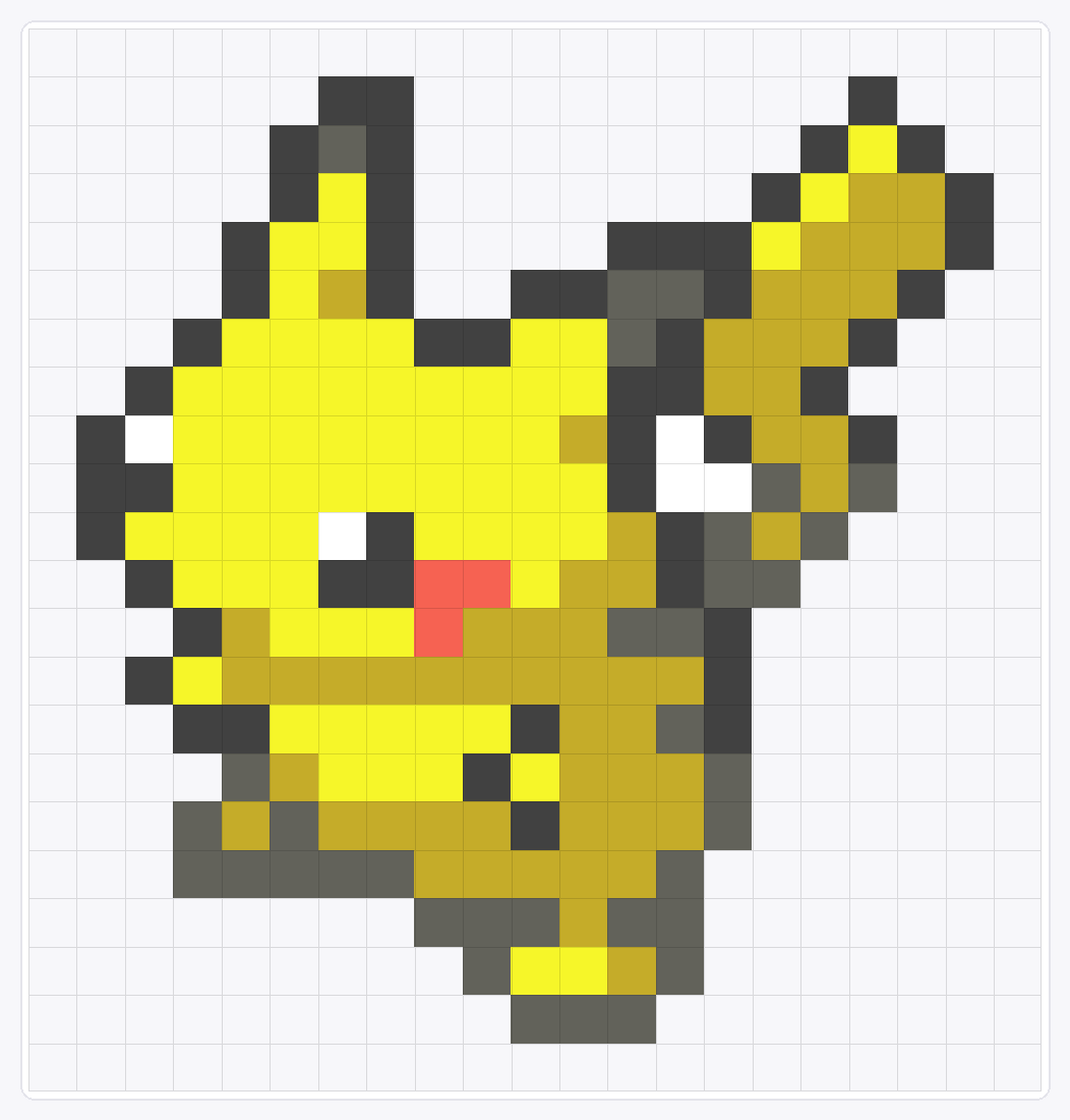 #025 Pikachu Icon — 22×21 loom bead pattern chart