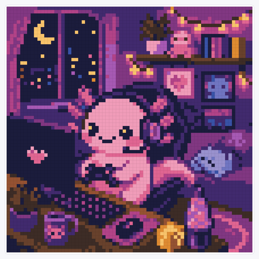 Axolotl Gamer — 72×72 loom bead pattern chart