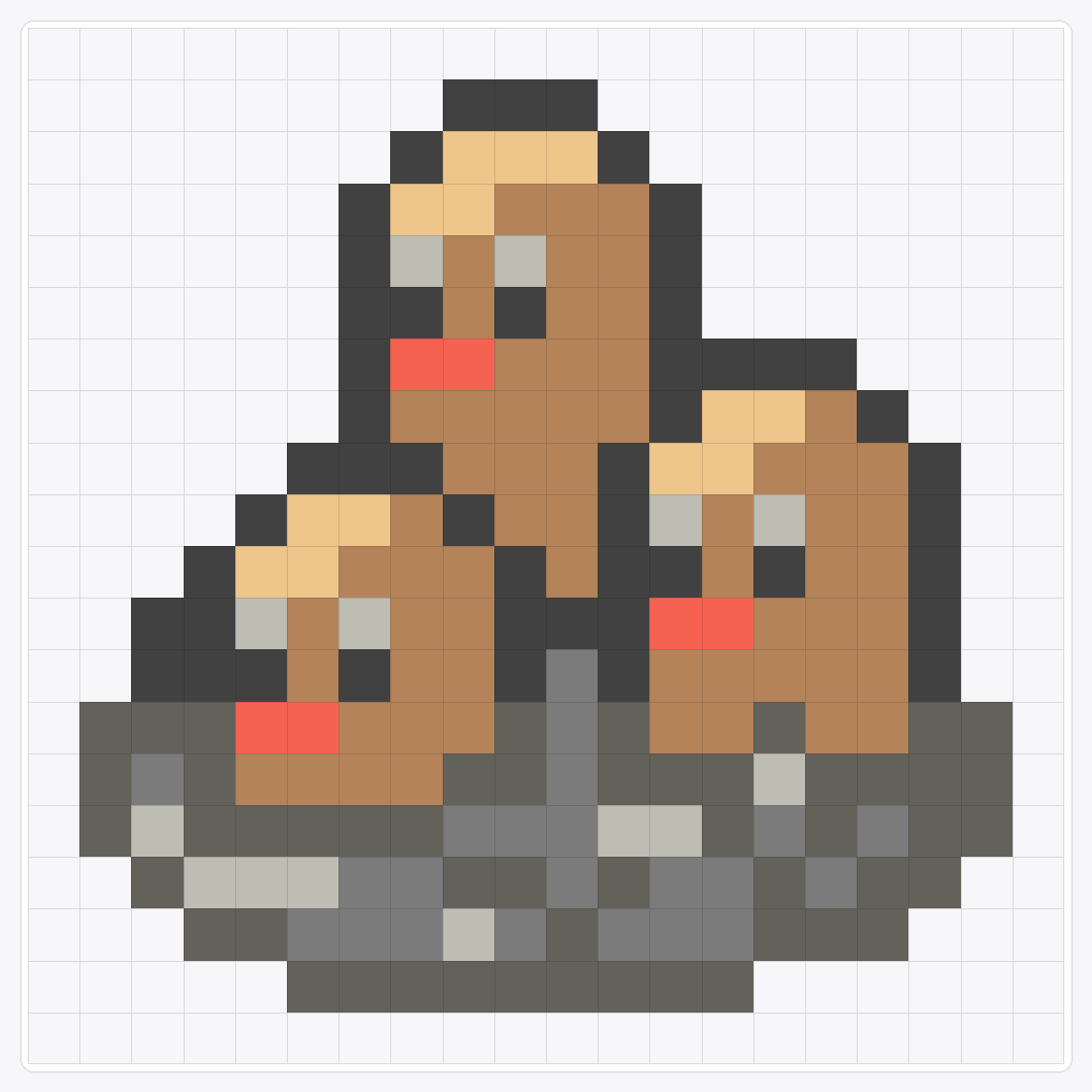 #051 Dugtrio Icon — 20×20 loom bead pattern chart