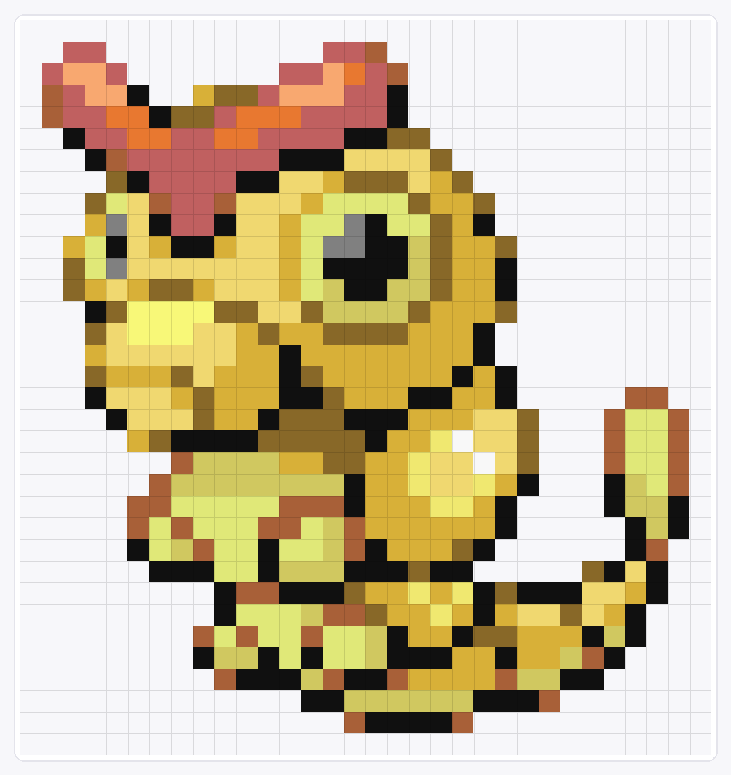 #010 Caterpie Shiny — 34×32 loom bead pattern chart