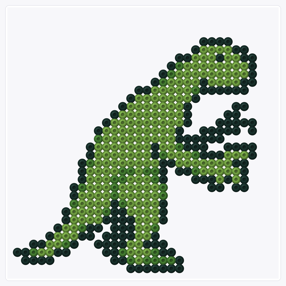 Green Raptor — Perler Bead Pattern — 32×32 perler bead pattern chart