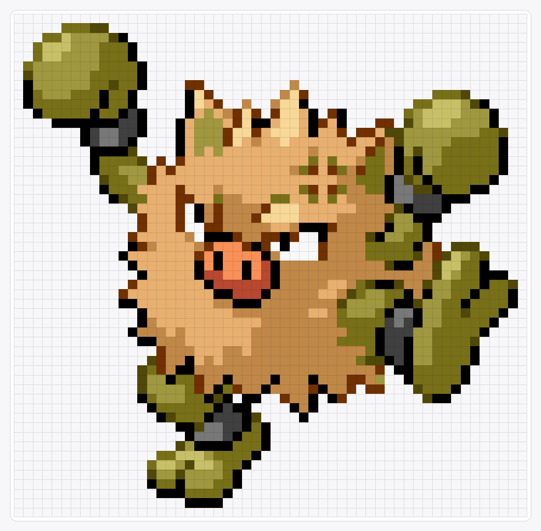 #057 Primeape Shiny — 53×54 loom bead pattern chart