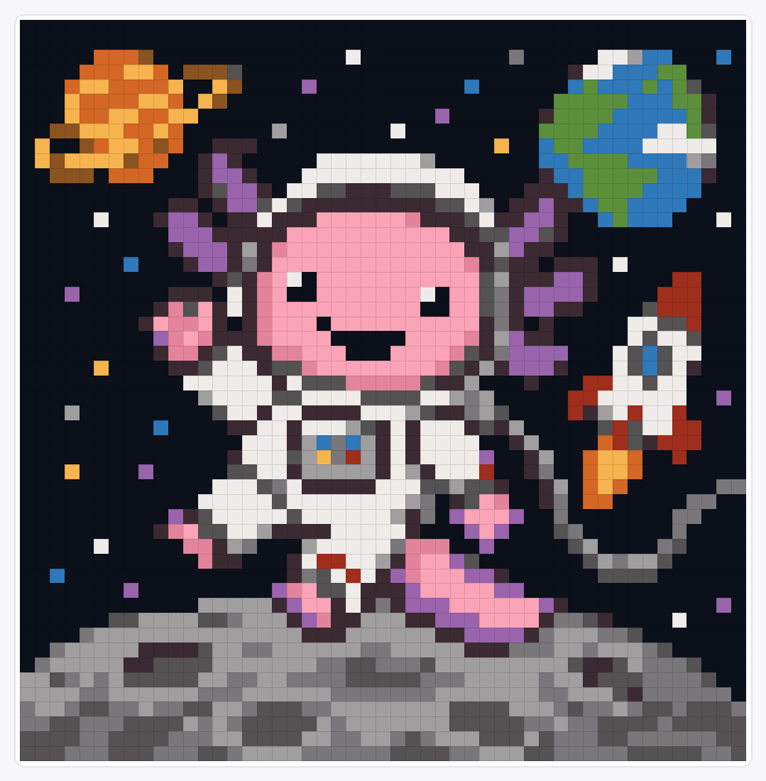 Astronaut Axolotl — 50×49 loom bead pattern chart