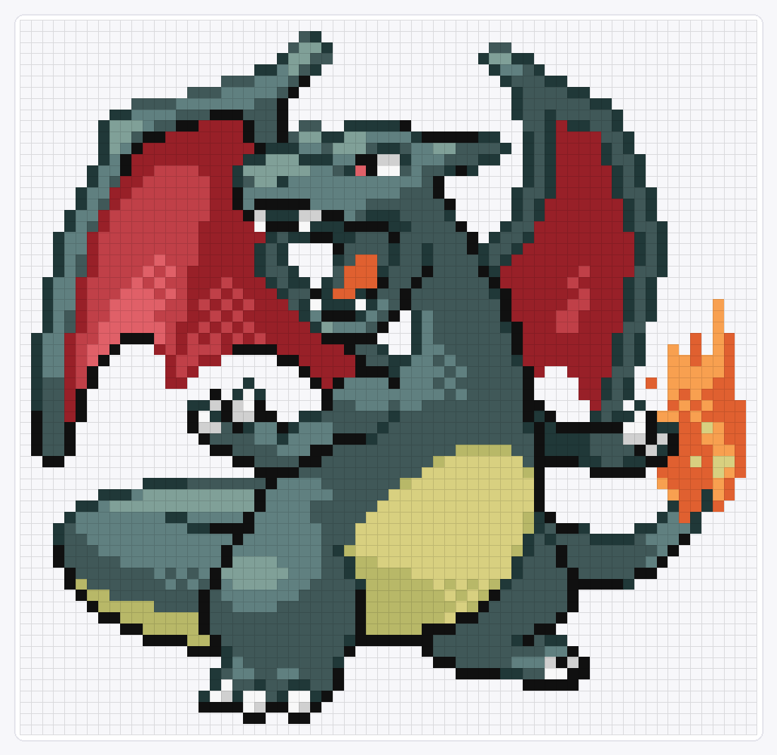 #006 Charizard Shiny — 64×66 loom bead pattern chart