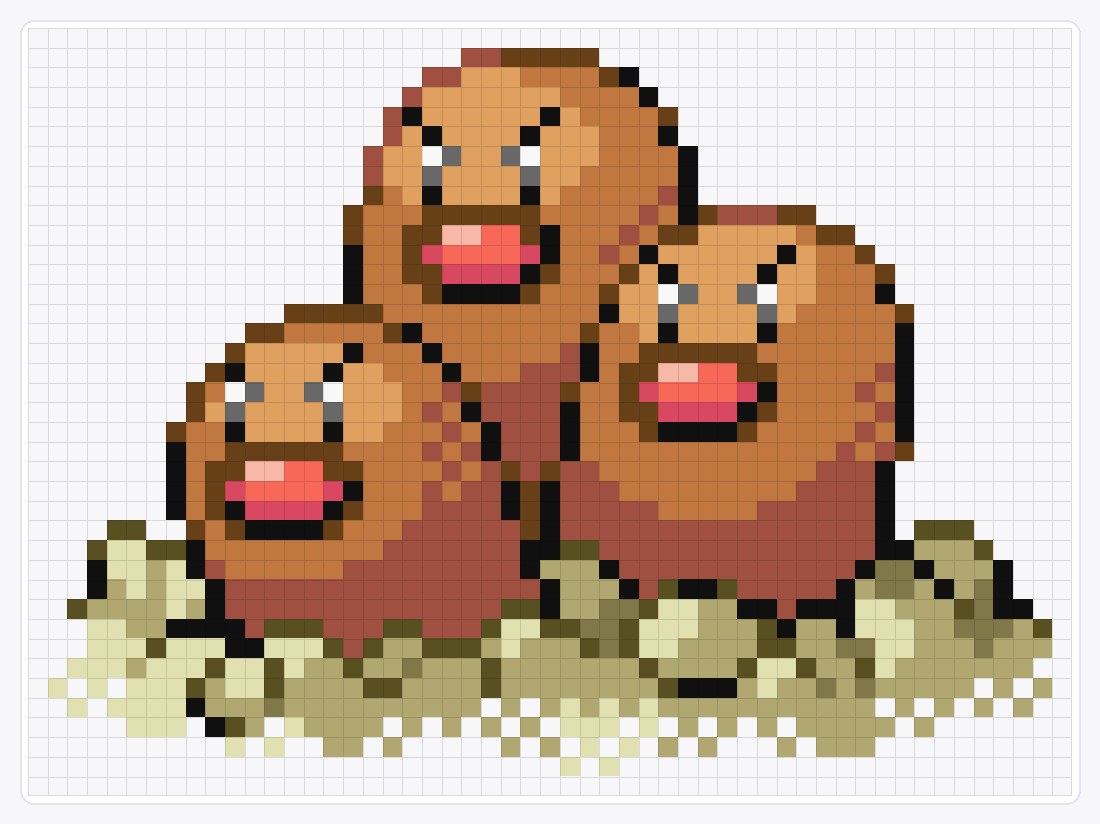 #051 Dugtrio — 39×53 loom bead pattern chart