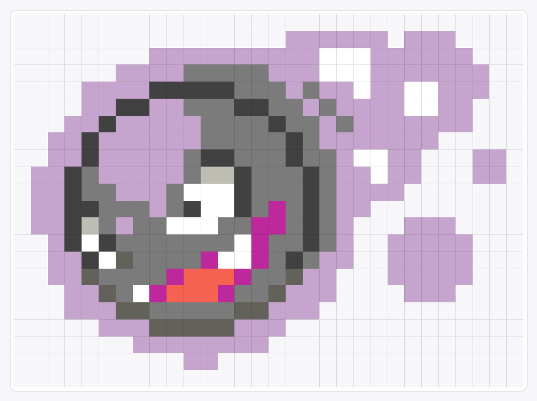 #092 Gastly Icon — 22×30 loom bead pattern chart