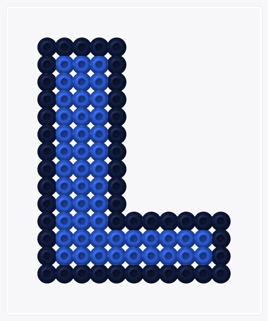 Letter L — Perler Bead Pattern — 16×13 perler bead pattern chart