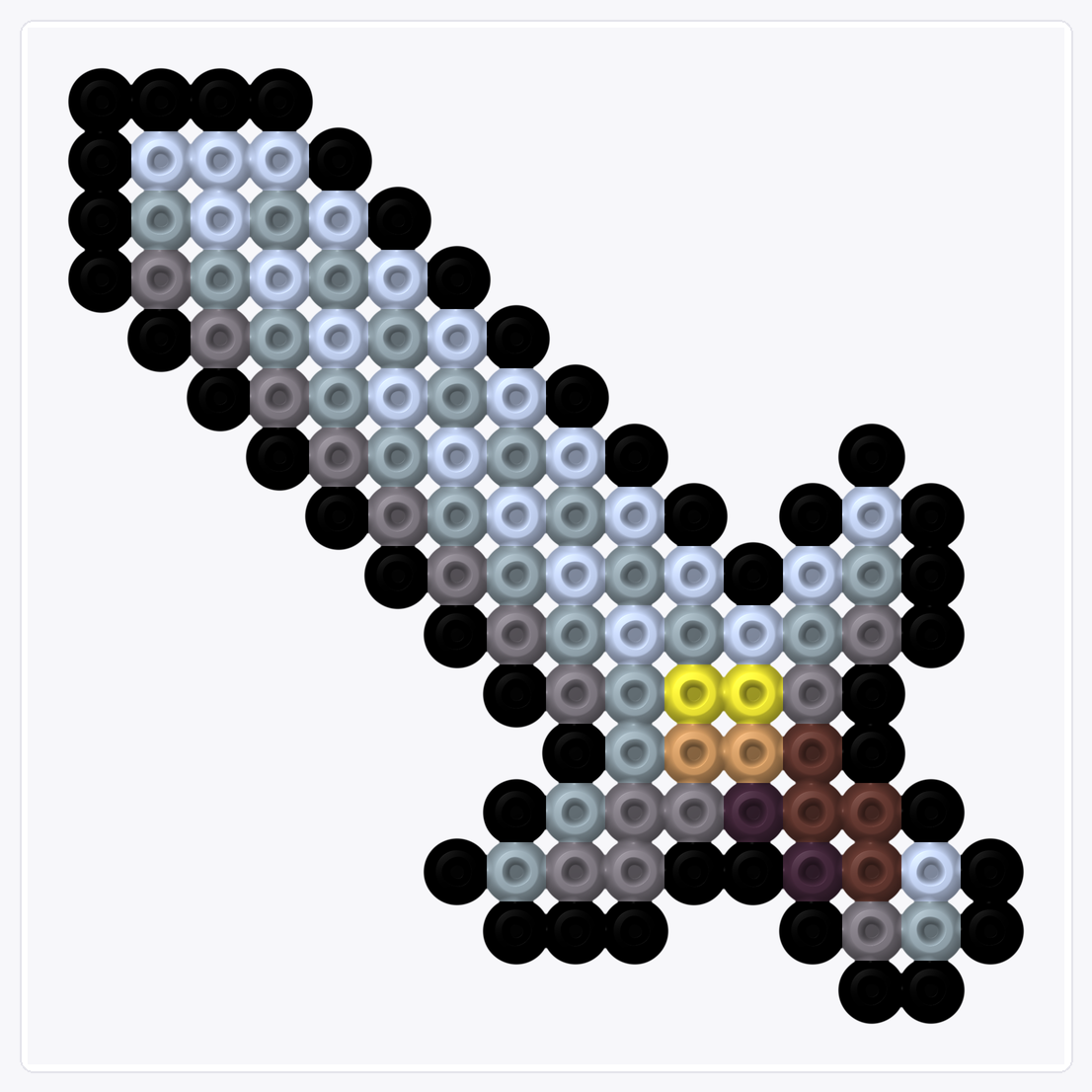 Gold Sword — Perler Bead Pattern — 16×16 perler bead pattern chart