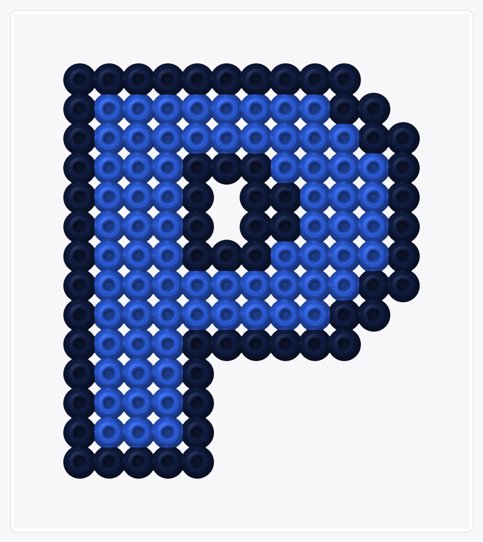 Letter P — Perler Bead Pattern — 16×14 perler bead pattern chart