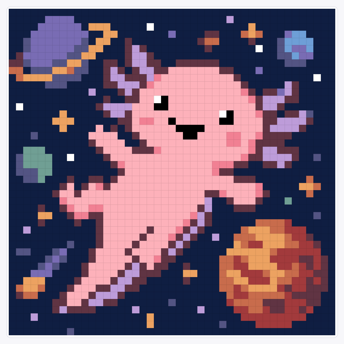 Cute Space Axolotl — 45×45 loom bead pattern chart