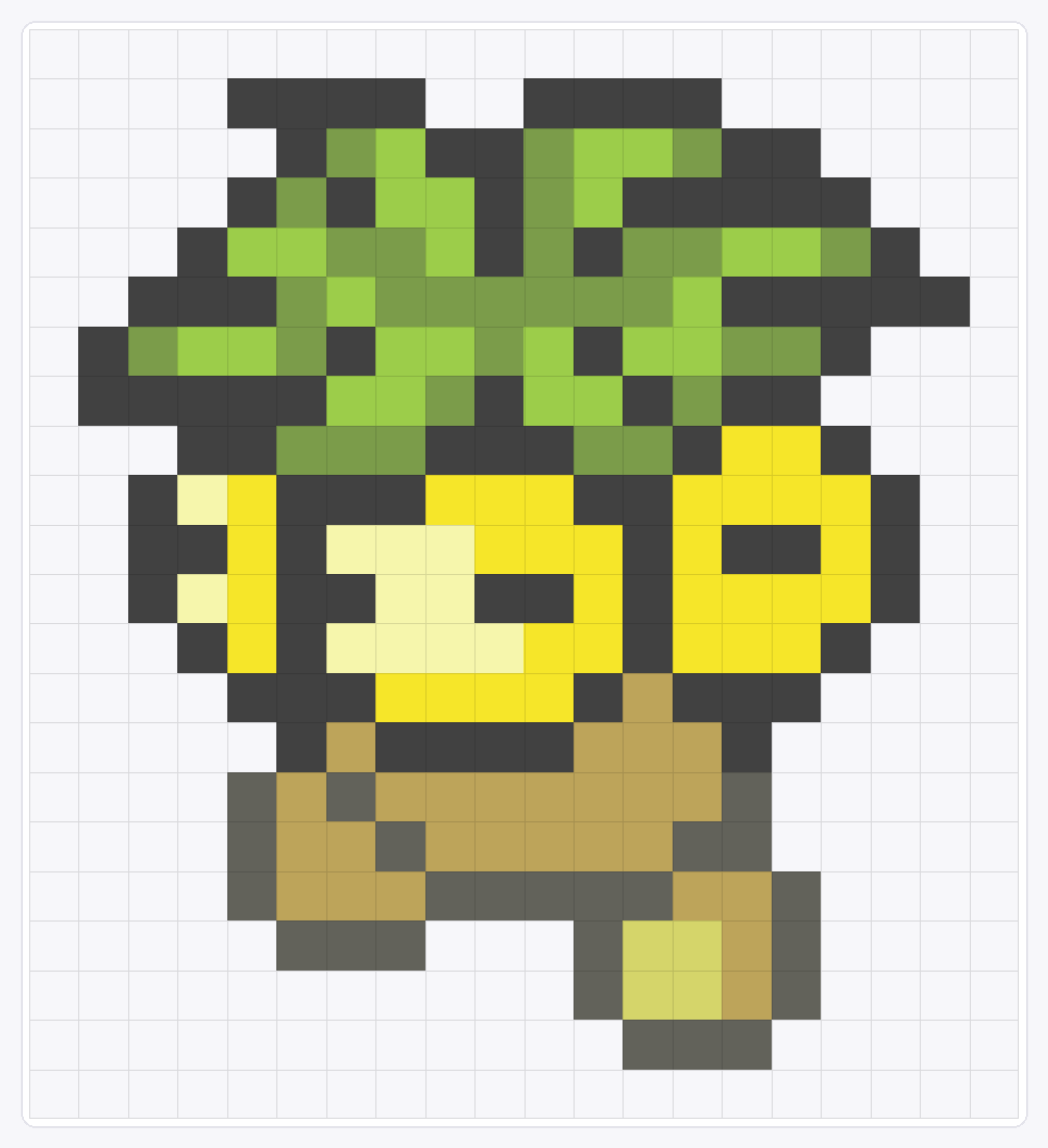 #103 Exeggutor Icon — 22×20 loom bead pattern chart