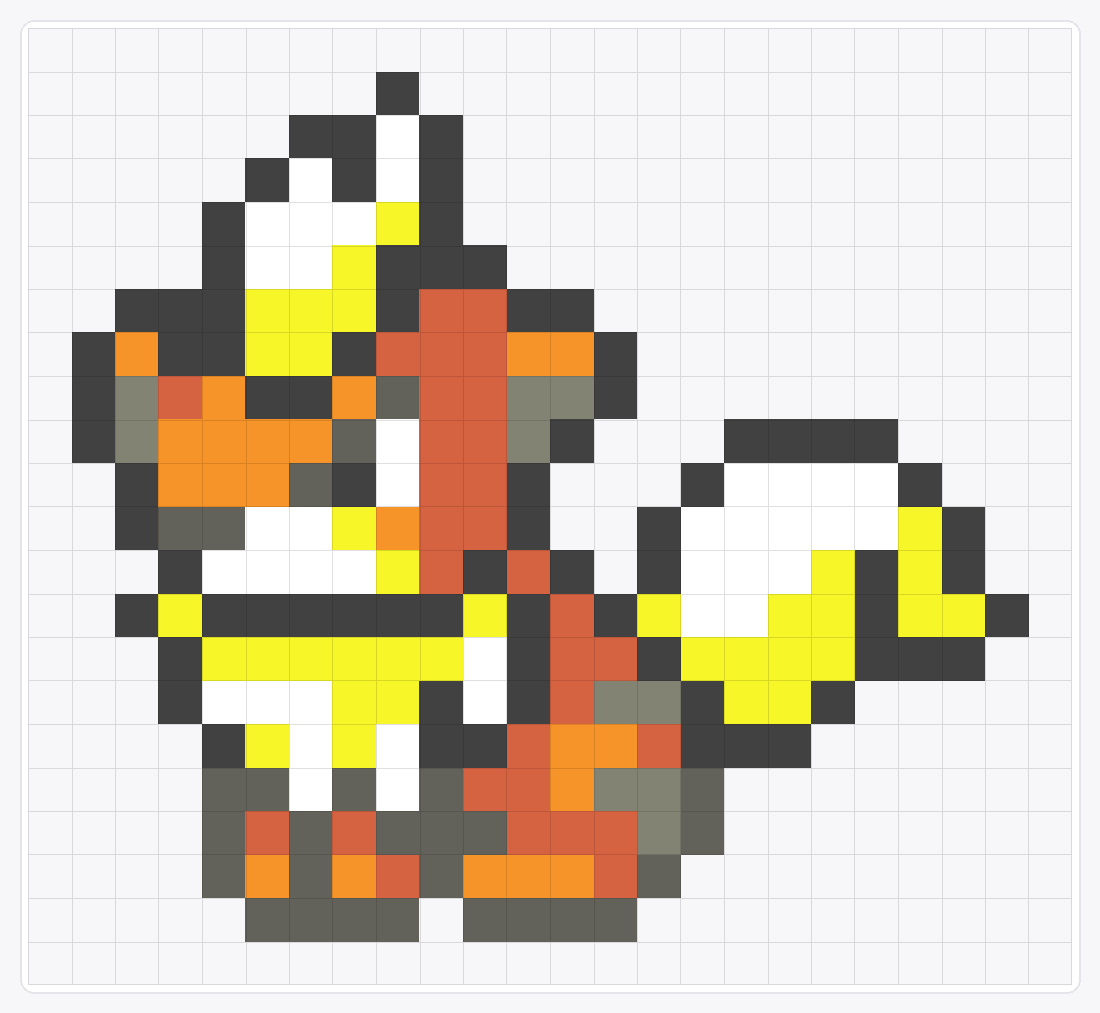#058 Growlithe Icon — 22×24 loom bead pattern chart