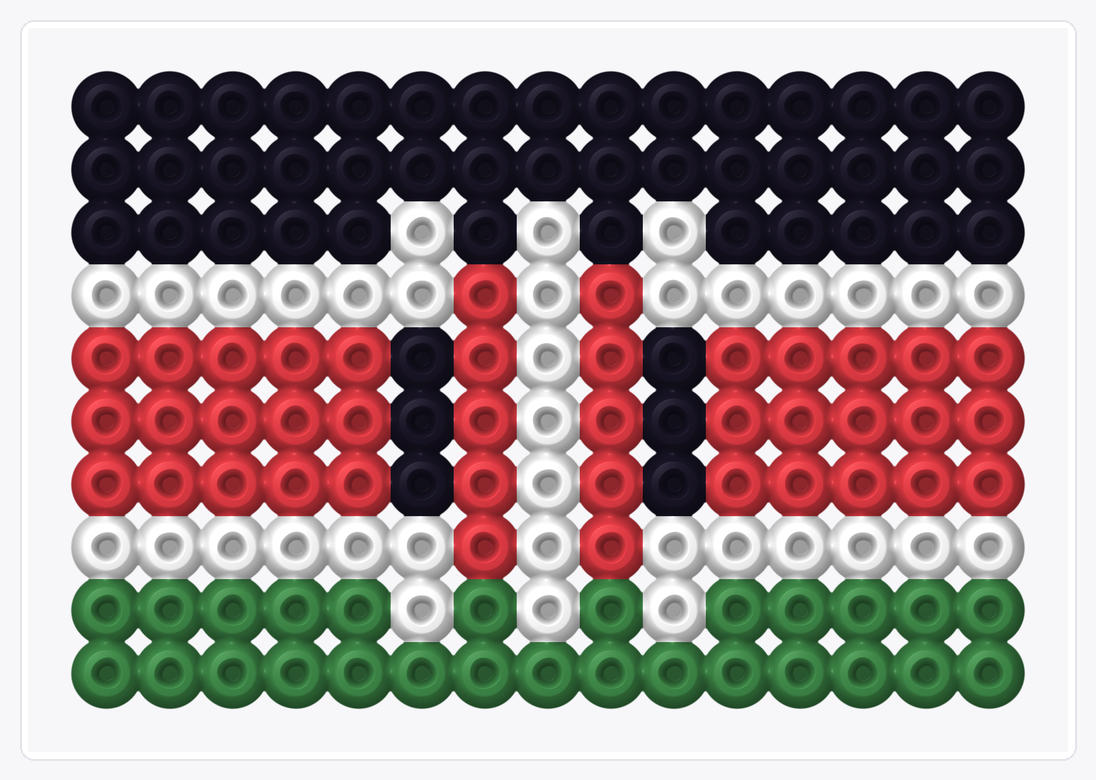 Kenya Mini Flag — Perler Bead Pattern — 10×15 perler bead pattern chart