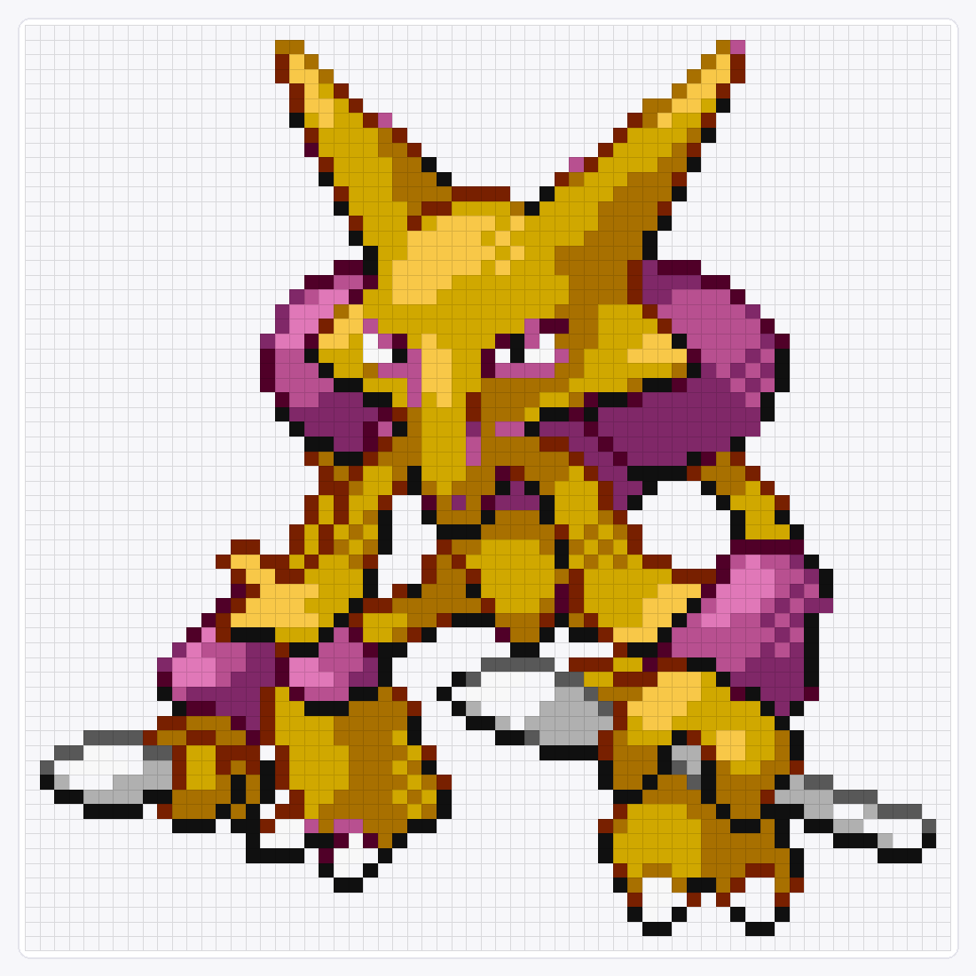 #065 Alakazam Shiny — 63×63 loom bead pattern chart