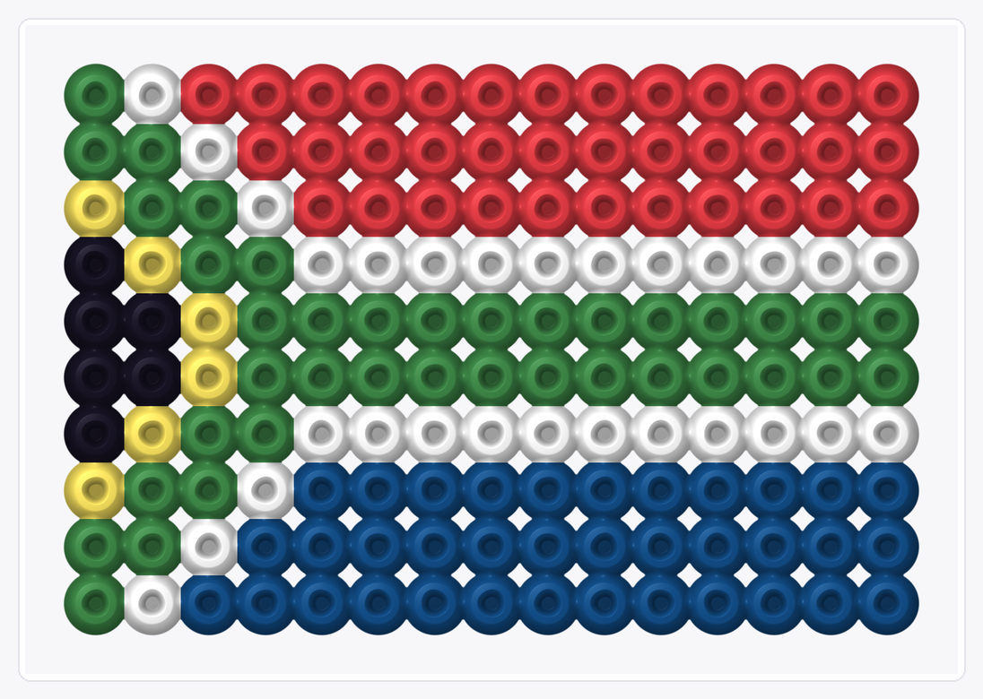 South Africa Mini Flag — Perler Bead Pattern — 10×15 perler bead pattern chart